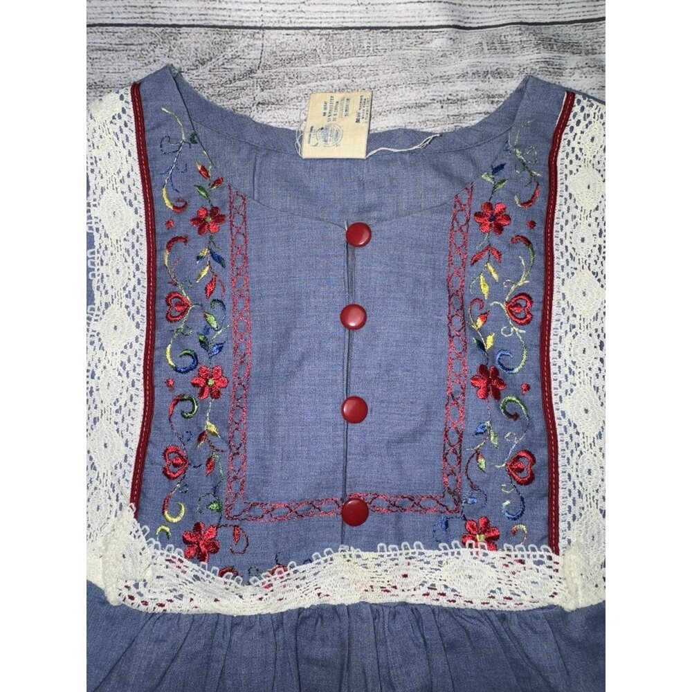 Vintage Jeri Morton Lingerie Women’s Large Chambray Embroidered Nightgown